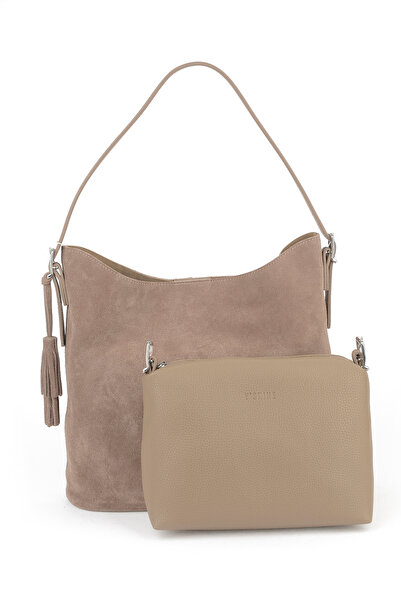 Ziya , Women's Genuine Leather Shoulder and Hand Bag 153979Z5016 Sand