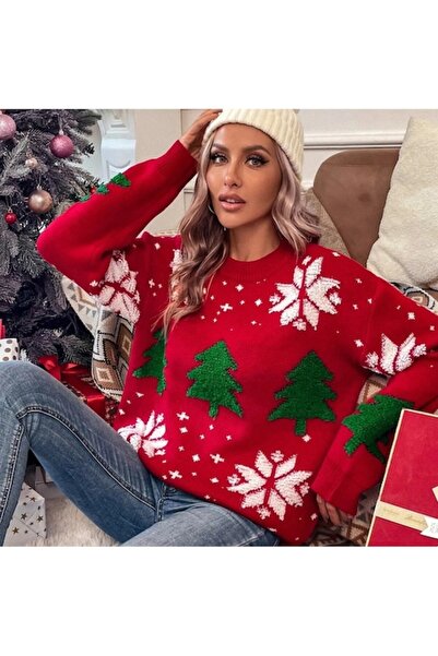 OmniDC Women's Knitted Sweater, Christmas Print, Size M