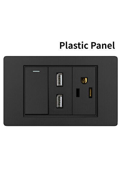 Choice 1O 1GANG USB BK PC Melery Electric Power Wall Socket Double Triple Pole Glass Panel Outlets Plate US