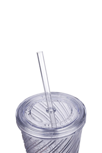 ELDİPA 600 ml Twister Patterned Cold Drink Cup Non-Bending Tumbler with Straw Coffee Smoothie Detox Cup