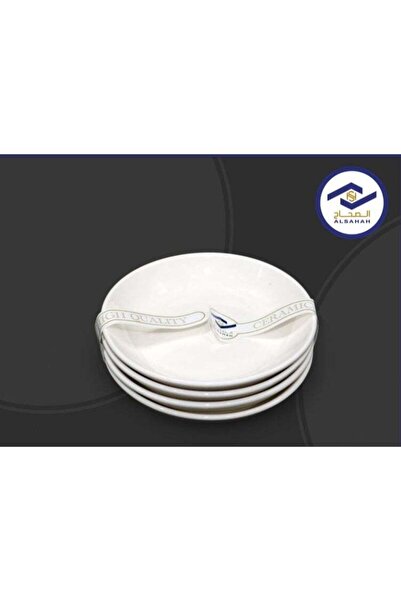 AL-Sahah White ceramic plate, 4 pieces - 5 inches
