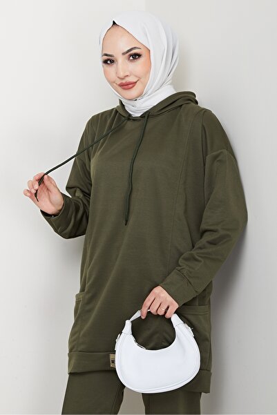 Bestenur Double Pocket Hooded Double Suit 1663 - Khaki