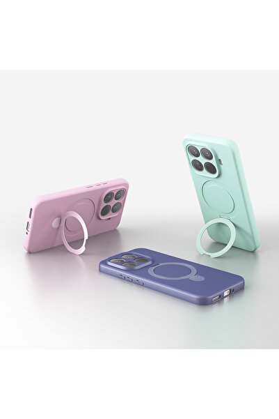 m.tk moveteck Xiaomi Mi 15t Pro Case with Magsafe Ring and Extra Stand, Velvet Inside, Soft Colorful Silicone Samara Cover
