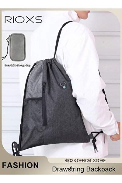 RIOXS Drawstring Backpack Bag for Adult Gymsack Bag with Pocket Gym Sports Ba...