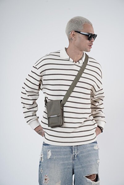 Butik Trend We Polo Neck Striped Oversize Fit Men's Knitwear Sweater