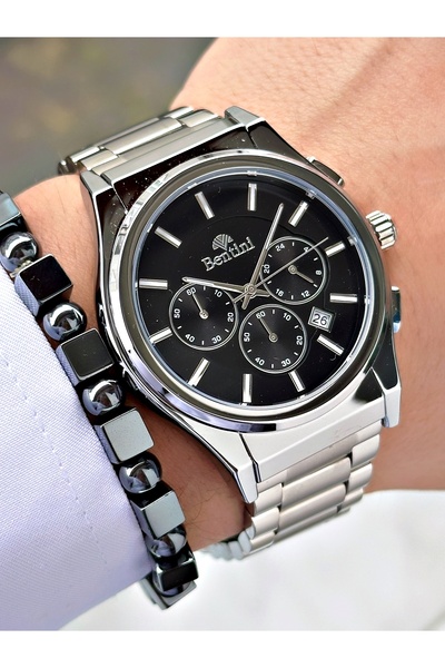 Bentini Men's Wrist Watch – Functional, Steel Band, Waterproof, 2-Year Warranty