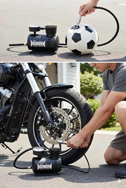 Buffer ® 300 PSI Güçlü Taşınabilir Hava Kompresörü–Araba, Motosiklet, Bisikle...