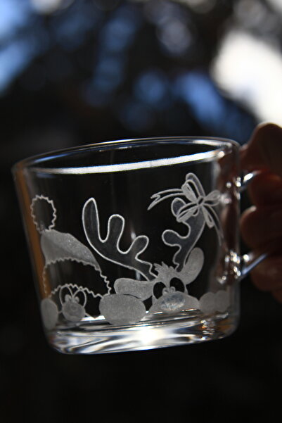Astrid Deco Engraved glass mug with Christmas motif, Santa & Rudolf