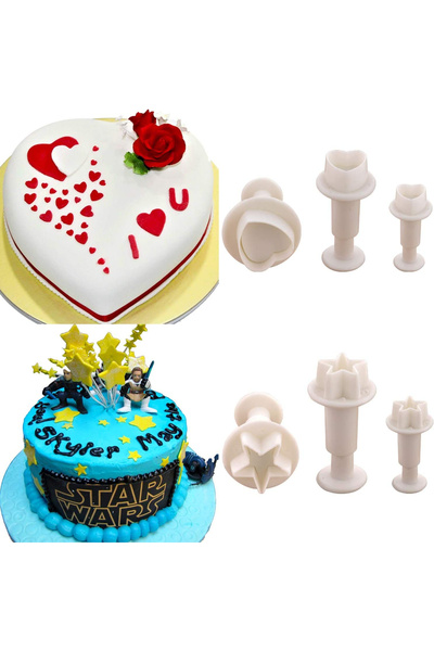 MaffStuff Set of 33 White PVC Cake Decorating Molds – Stars, Flowers, Butterflies, Hearts MaffStuff®