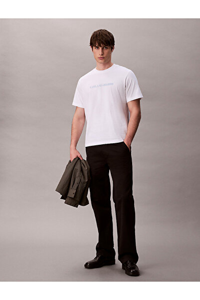Calvin Klein Jeans Bisiklet Yaka Baskılı Beyaz Erkek T-Shirt LV04RD807GYAA SS...