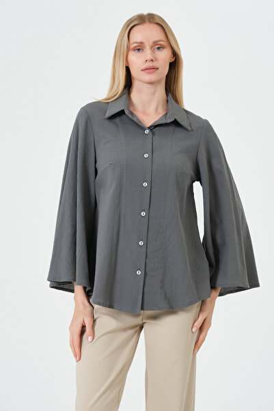 RELAXL Loose Fit up to 10XL 100% Cotton Women's Shirt Dark Gray