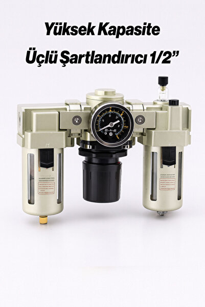 Badem10 Yüksek Kapasite Üçlü Şartlandırıcı 1/2'' Pnömatik Hava Filtre Regülat...