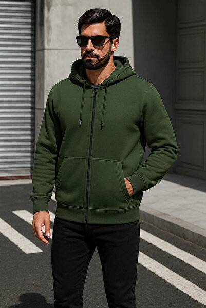 DAMGA JEANS Ανδρικό φούτερ Trend Winter Khaki oversized