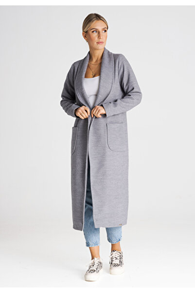 Figl Women's belted coat, gray M991, size M