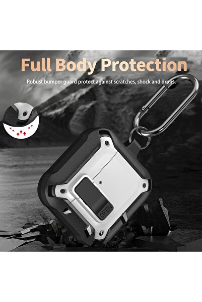 Yelajoy for Airpods Pro3 Case with Lock Clip,TPU Rugged Material Shockproof,with Carabiner&Cleaner kit,White