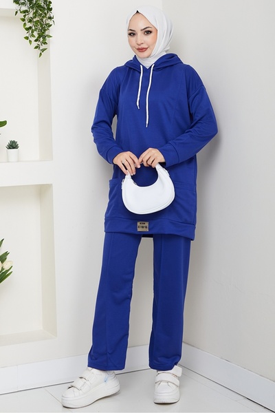 Bestenur Double Pocket Hooded Double Suit 1663 - Indigo