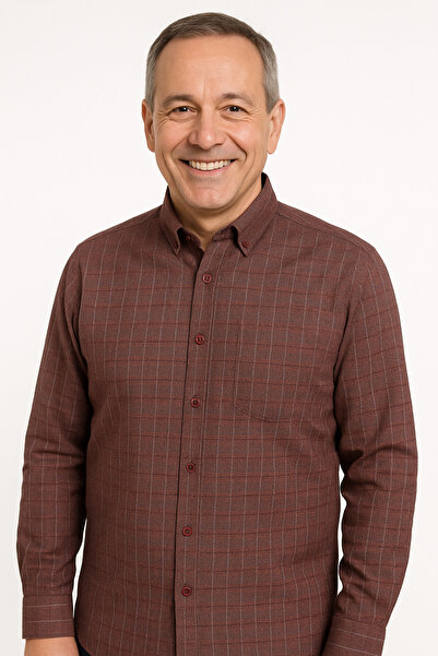 UNL قميص أبوي من القطن المنقوش ذو أكمام طويلة وجيوب، متوسط ​​السماكة، موسمي، ...