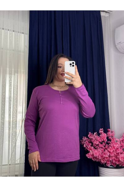YNSGİYİM yeni - Yns - Kadın Pamuklu Ribana %100 T-shırt Bluz Uzun Kollu