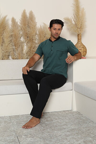 FORMO Men's 100% Organic Natural Cotton High Quality Button Short Sleeve Pajama Set