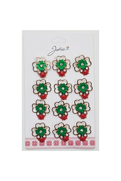 Flippy Set of 12 Spring Martisor Brooches Double Clover with Ladybug on It