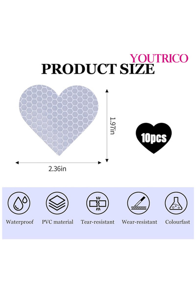 Youtrico Heart-shaped reflective stickers, high visibility, personalized stickers