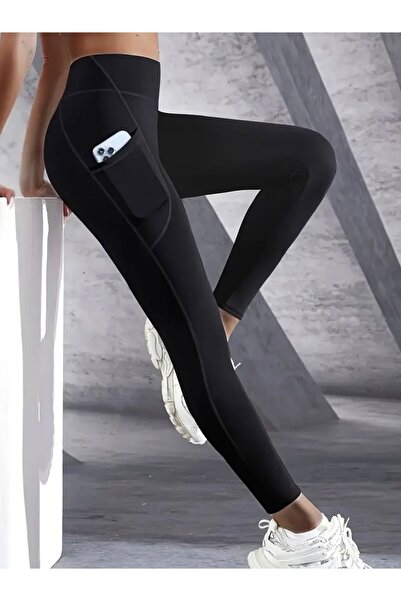 LACKH Ψηλόμεσο, ελαστικό, μονόχρωμο κολάν Άνετο απαλό κομψό στυλ για γυμναστική με πλαϊνή τσέπη # ΚΟΛΑΝ