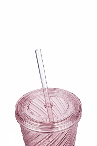 ELDİPA 600 ml Twister Patterned Cold Drink Cup Non-Bending Tumbler with Straw Coffee Smoothie Detox Cup