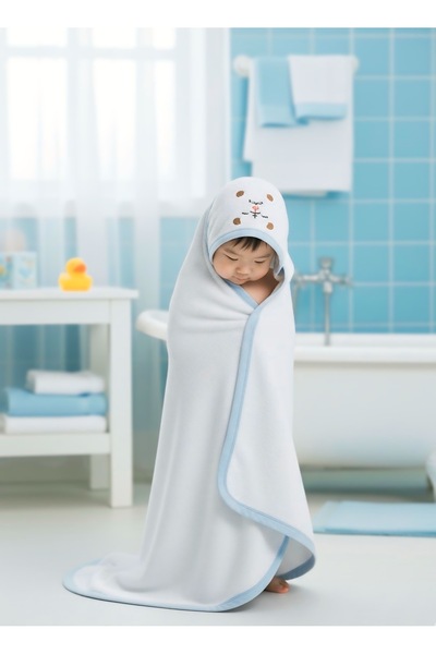 Butik Kapüşonlu Bebek Banyo Havlusu Mavi – Ultra Yumuşak, Su Emici, Yeni Doğa...