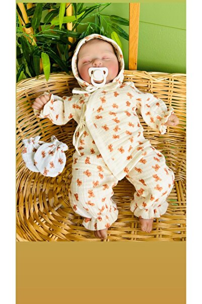 esilaaaksesuar Muslin 4-Piece Bear Set 100% Organic 100% Cotton