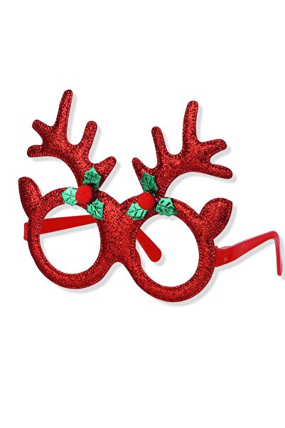 Klips Concept Glittery Red Detailed Deer Antler Christmas Glasses
