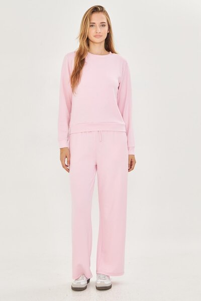 TRENDHİLL Women's Modal Fabric Comfortable Fit Tracksuit Set Pink 8510-P