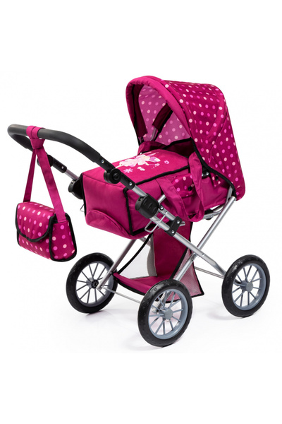Bayer Carucior 2in1 pentru papusi City Star Zane Roz inchis cu maner reglabil pana la 65cm,portbebe