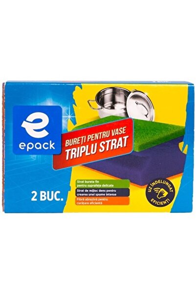 Epack Triple-Layer Grooved Dish Sponges, 2 pcs