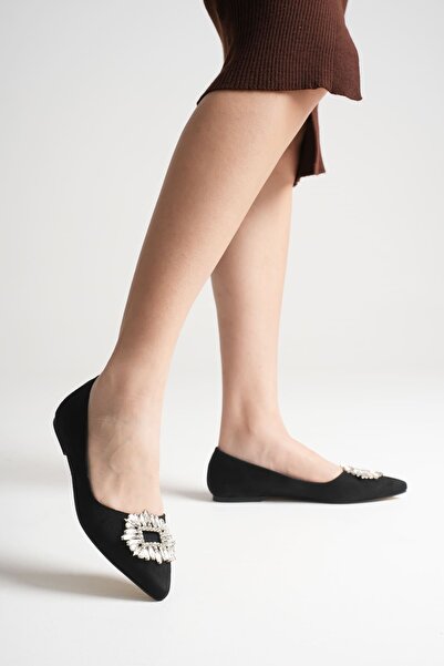 MARCHEO Arden Women's Black Suede Ballerina Shoes