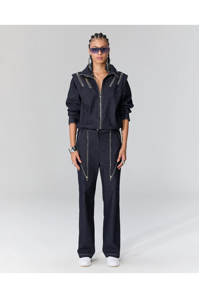 LAMANTE Çift Fermuarlı Denim Ceket