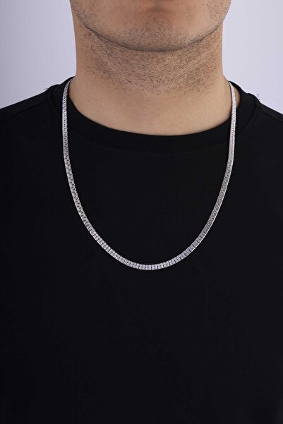 Gümüş Pazarım Square Model Flat Men's Steel Chain