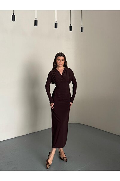 DUAS & CO Draped Double-Breasted Sandy Women's Dress