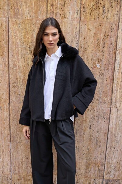 hancez Kürk Yaka Kaşe Mont 9660