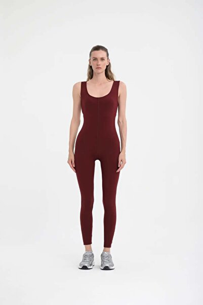 Louren Sleeveless Long Sports Jumpsuit - Burgundy