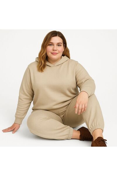 MAY MARA Plus Size 3-Ply 2-Piece Hooded Sharpened Long Side Slit Tracksuit Set