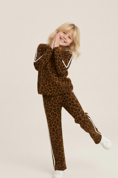 My Kids Wear Girl's Stone Detailed Wide Leg Knitwear Two-Piece Set – Side Striped 3-10 Years Old 12296