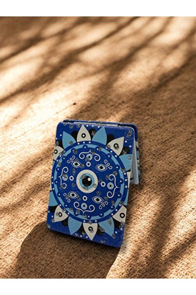 TARİH İTHALAT Nazar Boncuk Baskılı Cep Aynası – Kompakt Çift Taraflı Makyaj A...