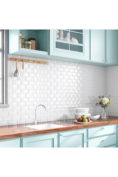 OEM Set de 30 panouri decorative 3D, albe, din PVC, pentru bucătărie și baie