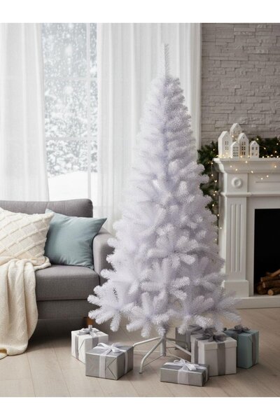 eğlencemarketi Yılbaşı Çam Ağacı 180 cm Beyaz 355 Dal Metal Ayak