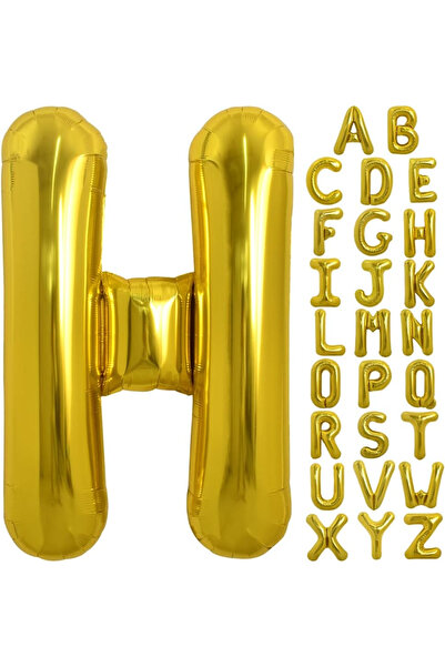 BALON DİYARI All Letters Letter Balloon Gold Gold 78cm Large Size