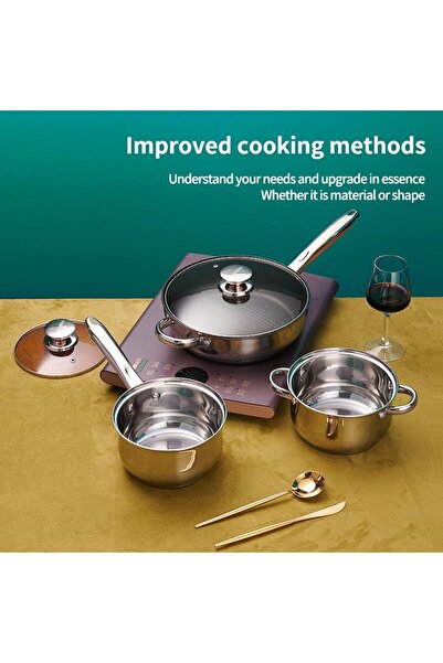 SKY TOUCH SKY-TOUCH 12PCS Stainless Steel Cookware Set (Golden Brown)