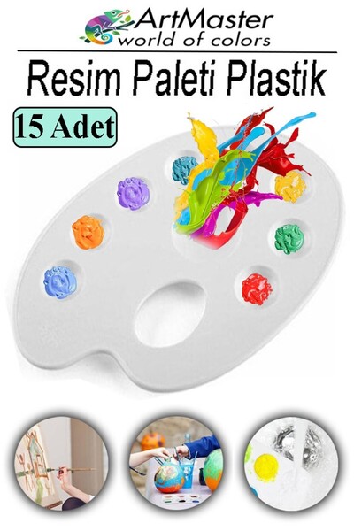Artmaster Paleta de pictură 15 bucăți Paleta de pictură din plastic Paleta de...