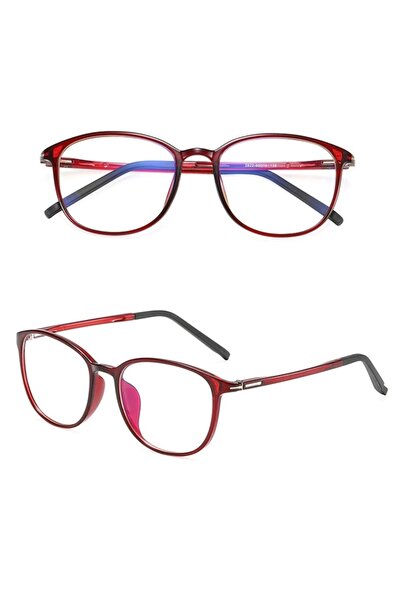 SKYDDAR INNOVATION Blue Light Protection Glasses Unisex/Women, Metal Frames, F2822, Modern Design, set sticker, Red