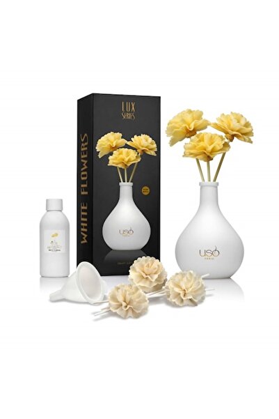 USO Parfum de cameră, Flori albe 150 ml, Vază de sticlă