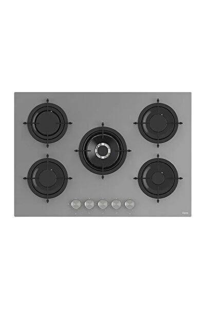 Ferre GRAY PLUS 75 SERİSİ 5 GÖZLÜ EMAYE IZGARALI CAM ANKASTRE OCAK (RS038)